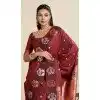 Women Gold Zari Weaving Work Pure Soft Silk Maroon Party Wear Saree Plus Size