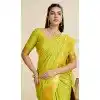 Women Pure Soft Silk Gold Zari Weaving Work Party Wear Saree Parrot Green Plus Size
