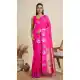 Women Pure Soft Silk Gold Zari Weaving Work Pink Party Wear Saree - 12995210466