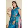 Women Gold Zari Weaving Work Rama Blue Pure Soft Silk Party Wear Saree Plus Size
