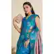 Women Gold Zari Weaving Work Rama Blue Pure Soft Silk Party Wear Saree - 12995210467