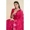 Women Gold Zari Weaving Work Party Wear Saree Rani Pink Pure Soft Silk Plus Size