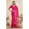 Women Gold Zari Weaving Work Party Wear Saree Rani Pink Pure Soft Silk - 12995210468