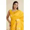 Women Pure Soft Silk Gold Zari Weaving Work Yellow Party Wear Saree Plus Size