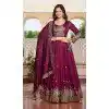 Women Party Lehenga Choli Heavy Embroidery Sequence Work Burgundy Pure Vichitra Plus Size
