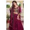 Women Party Lehenga Choli Heavy Embroidery Sequence Work Burgundy Pure Vichitra Plus Size