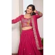 Women Pure Vichitra Pink Heavy Embroidery Sequence Work Party Lehenga Choli - 13001210486