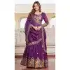 Women Purple Heavy Embroidery Sequence Work Pure Vichitra Party Lehenga Choli Plus Size
