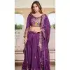 Women Purple Heavy Embroidery Sequence Work Pure Vichitra Party Lehenga Choli Plus Size