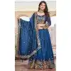 Women Pure Vichitra Teal Blue Party Lehenga Choli Heavy Embroidery Sequence Work Plus Size