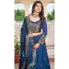 Women Pure Vichitra Teal Blue Party Lehenga Choli Heavy Embroidery Sequence Work Plus Size