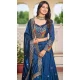 Women Pure Vichitra Teal Blue Party Lehenga Choli Heavy Embroidery Sequence Work - 13001210488