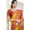 Women Pochampalli Silk Traditional Wear Saree Yellow Jacquard Plus Size