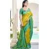 Women Traditional Wear Saree Jacquard Mustrad Yellow Pochampalli Silk Plus Size