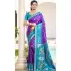 Women Traditional Wear Saree Violet Jacquard Pochampalli Silk Plus Size