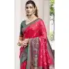 Women Traditional Wear Saree Jacquard Red Pochampalli Silk Plus Size