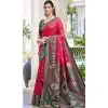Women Traditional Wear Saree Jacquard Red Pochampalli Silk Plus Size