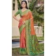 Women Orange Traditional Wear Saree Jacquard Pochampalli Silk - 13016210557