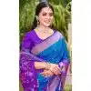 Women Blue Pochampalli Silk Jacquard Traditional Wear Saree Plus Size