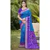 Women Blue Pochampalli Silk Jacquard Traditional Wear Saree Plus Size