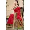 Women Pochampalli Silk Traditional Wear Saree Jacquard Red Plus Size