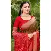Women Traditional Wear Saree Jacquard Brown Pochampalli Silk Plus Size