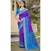 Women Pochampalli Silk Traditional Wear Saree Jacquard Violet Plus Size