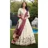 Women Off White Designer Lehenga Choli Khadi Cotton Sequins Embroidery Work Plus Size