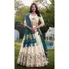Women Designer Lehenga Choli Off White Khadi Cotton Sequins Embroidery Work Plus Size
