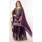 Women Embroidery Wine Pure Heavy Chinnon Silk Palazzo Suit - 13048210717