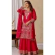 Women Heavy Chinnon Silk Pink Palazzo Suit Embroidery - 13049210721