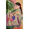 Women Party Wear Saree Pink Kanjivaram Silk Jacquard Plus Size
