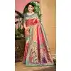 Women Party Wear Saree Pink Kanjivaram Silk Jacquard Plus Size