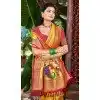 Women Party Wear Saree Mustard Jacquard Kanjivaram Silk Plus Size