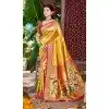 Women Party Wear Saree Mustard Jacquard Kanjivaram Silk Plus Size