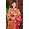 Women Kanjivaram Silk Orange Party Wear Saree Jacquard Plus Size