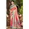 Women Jacquard Party Wear Saree Kanjivaram Silk Pink Plus Size