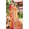 Women Party Wear Saree Kanjivaram Silk Jacquard Multi Plus Size