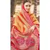 Women Jacquard Party Wear Saree Kanjivaram Silk Orange Plus Size