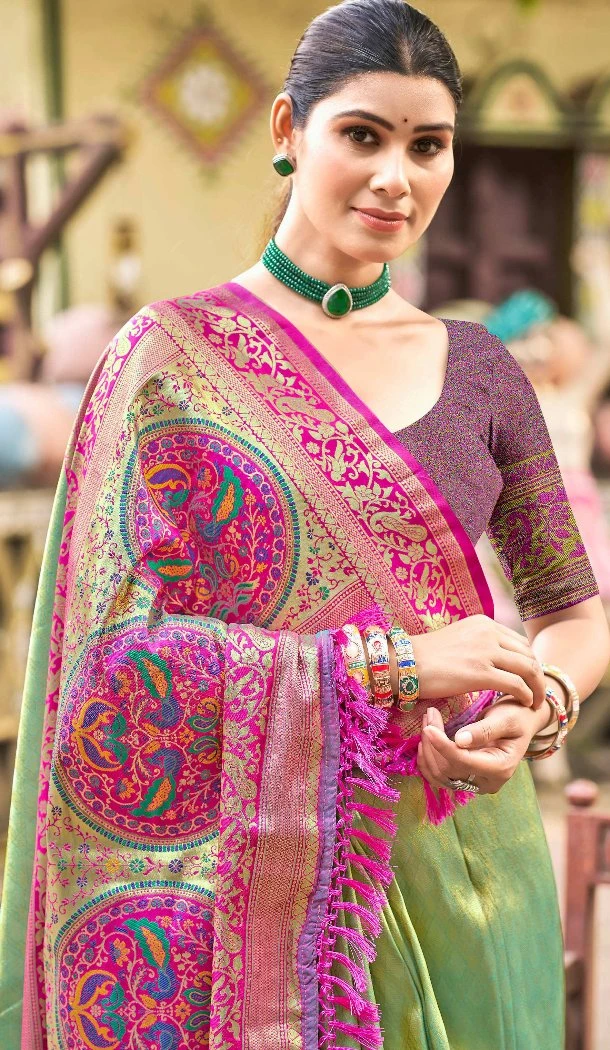 Women Party Wear Saree Jacquard Kanjivaram Silk Multi - 13089210917