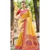 Women Kanjivaram Silk Yellow Party Wear Saree Jacquard Plus Size