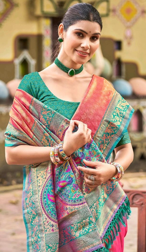 Women Kanjivaram Silk Party Wear Saree Jacquard Light Pink - 13089210919