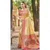 Women Cream Kanjivaram Silk Party Wear Saree Jacquard Plus Size