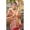 Women Party Wear Saree Kanjivaram Silk Cream Jacquard Plus Size
