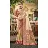 Women Party Wear Saree Kanjivaram Silk Cream Jacquard Plus Size