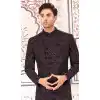Women Art Embroidered Silk Wine & Black Mens Wear Indo Western Plus Size