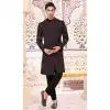 Women Art Embroidered Silk Wine & Black Mens Wear Indo Western Plus Size
