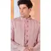 Women Pink Art Embroidered Silk Mens Wear Indo Western Plus Size
