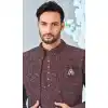 Women Wine Art Embroidered Silk Mens Wear Indo Western Plus Size
