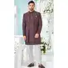Women Wine Art Embroidered Silk Mens Wear Indo Western Plus Size